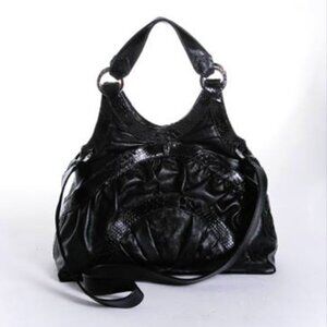 RARE! Michelle Vale Genuine Python Leather Shoulder/ Handbag in Black NWOT
